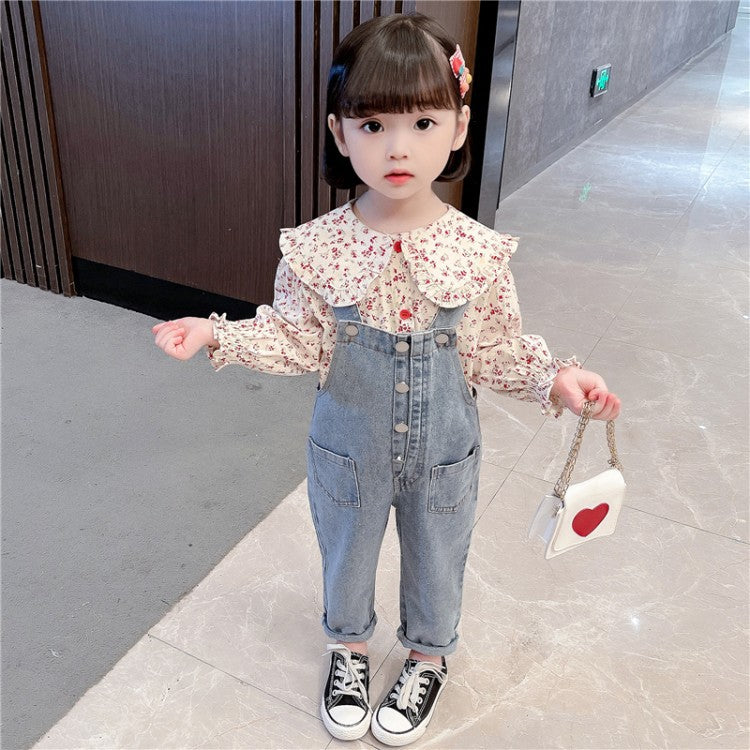 Girls' Suits Fall New Denim Overalls