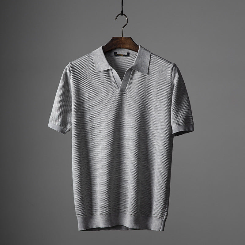 Men's Premium Cotton V-Neck Knit Polo