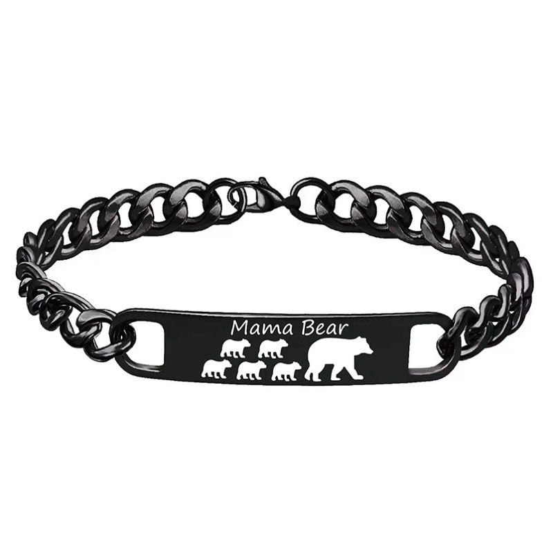 Customized 3-5 days Stainless steel Mama Bear Mother's Day gift engraved titanium steel bracelet eprolo