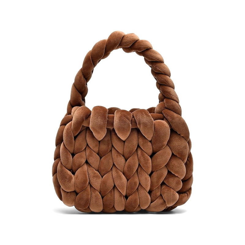 DIY hand woven crystal velvet core spun yarn woven hand-held mailman bag eprolo