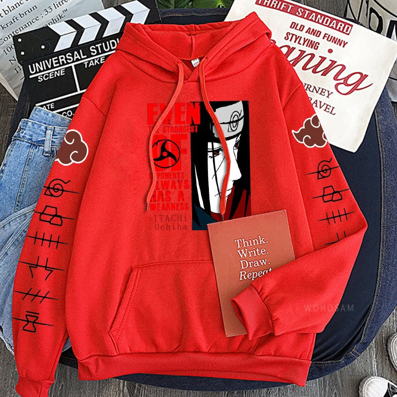 Naruto Itachi Writings Wheel Eye Anime Splice Plush Hoodie Cross border Hoodie Anime Hoodie eprolo