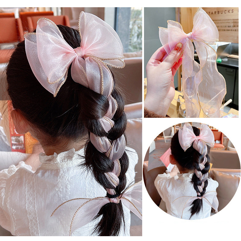 Children's Bow Ribbon Hairpin Girls Headwear Braided Hairband Super Fairy Cute Princess Baby Korean Hair Accessories Hairpin eprolo
