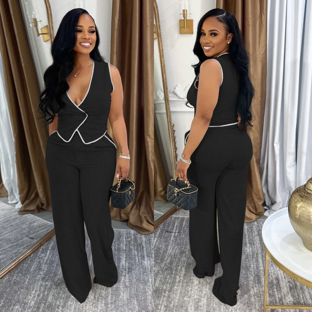 V-Neck 2-Piece Waist coat Suit
