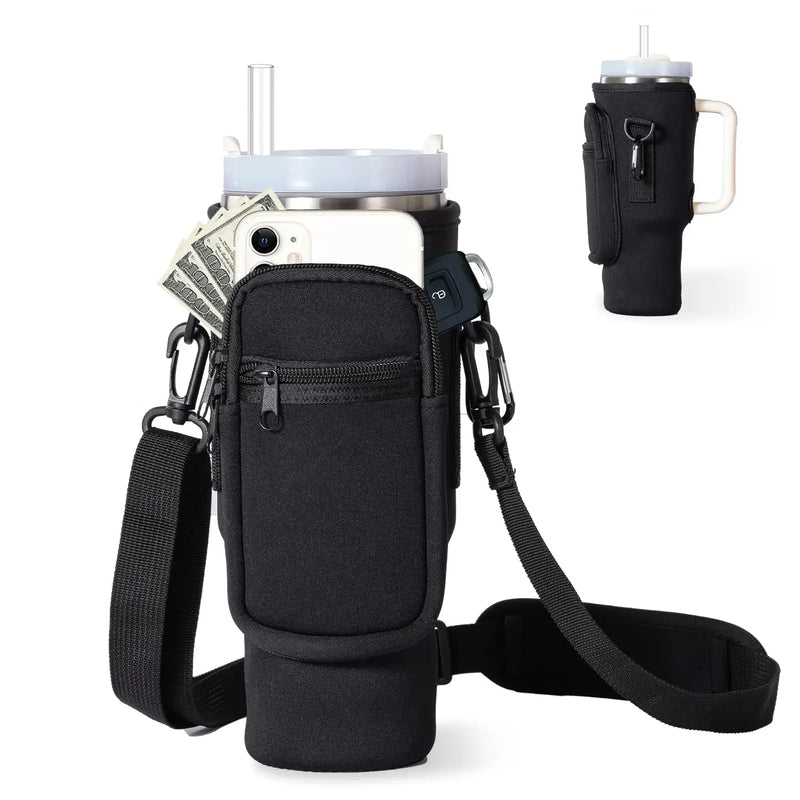 Water Bottle Carrier Bag with Phone Pocket for Stanley 40oz Tumbler with Handle Neoprene Water Bottle Holder Pouch eprolo