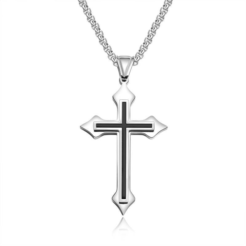 Hip-Hop Authentic Personality Japanese And Korean Simple Titanium Steel Jesus Cross Necklace Men's Jewelry Pendant Women eprolo