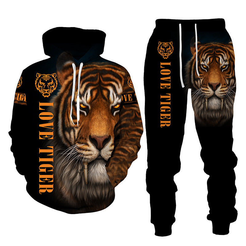 3D Lion & Tiger Hoodie Set