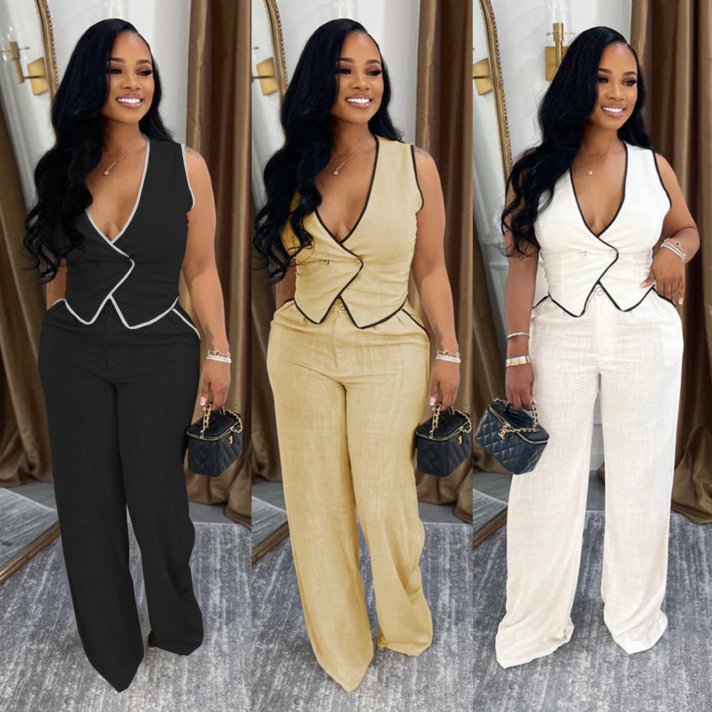 V-Neck 2-Piece Waist coat Suit