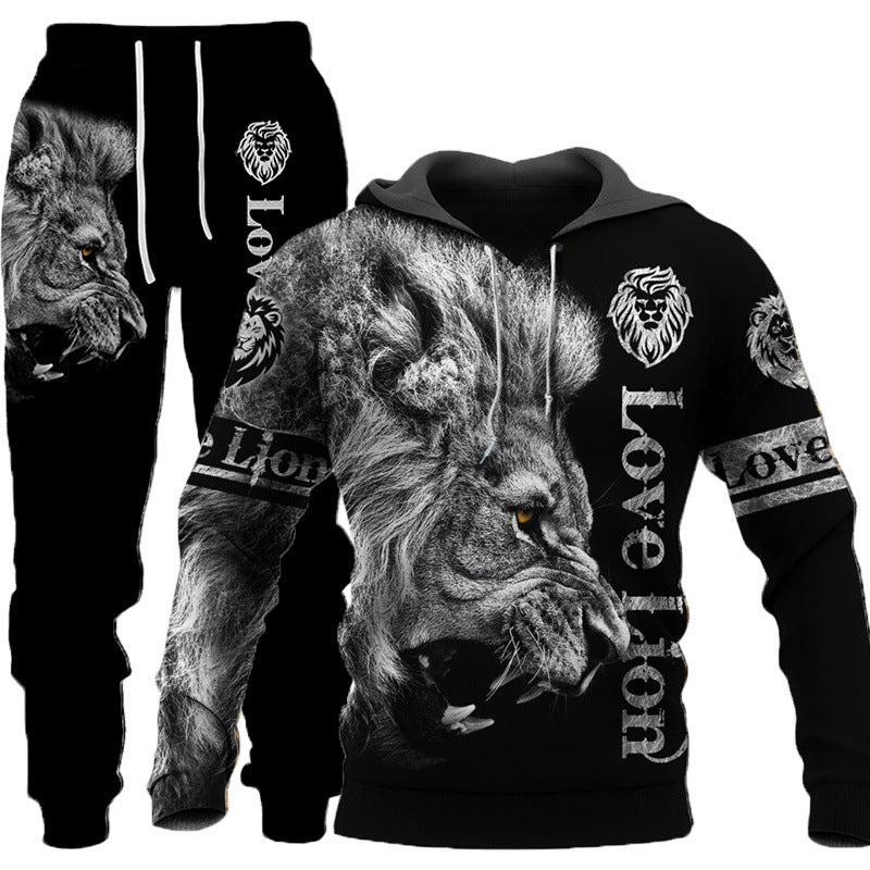 3D Lion & Tiger Hoodie Set