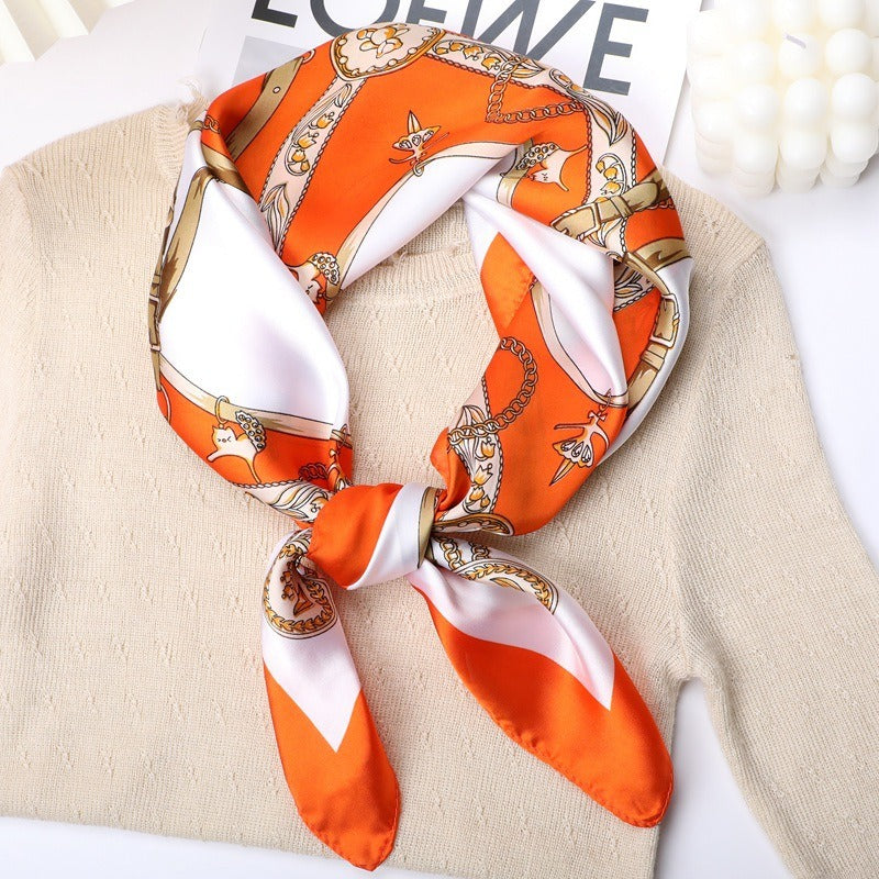 Square Scarf Women's Chain Silk Silk Touch Simulation Silk Scarf New Silk Satin Square Scarf eprolo