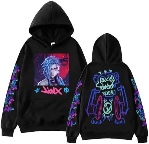 ElegancwCLOW Anime Arcane-Jinx Hoodie Harajuku Hip Hop eprolo