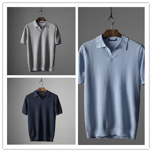 Men's Premium Cotton V-Neck Knit Polo