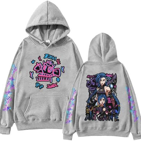 ElegancwCLOW Anime Arcane-Jinx Hoodie Harajuku Hip Hop eprolo