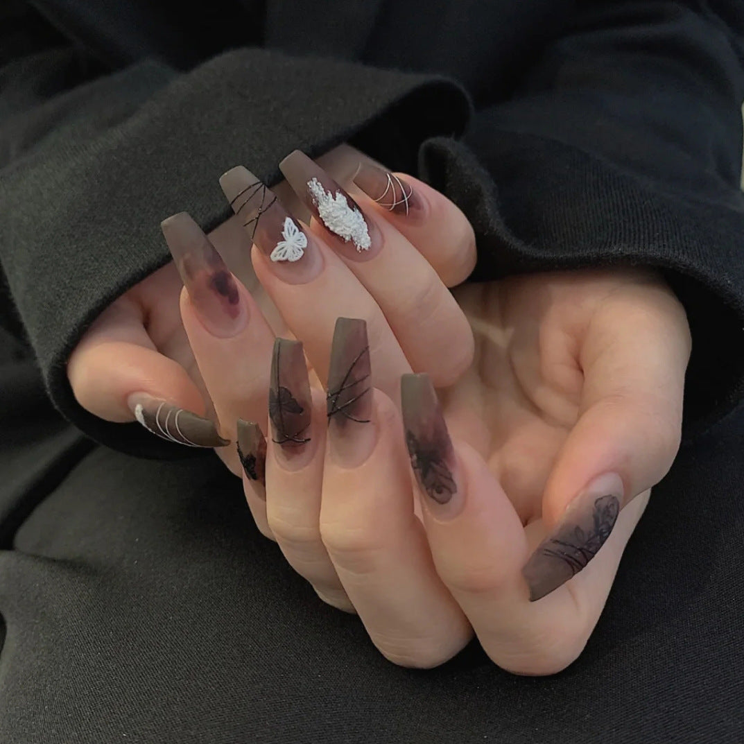 Dark Butterfly Long Ballet Nail Manicure Nail Pieces Personalized Wearing A Removable Nail eprolo
