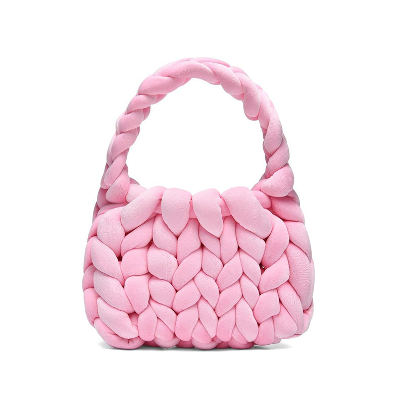 DIY hand woven crystal velvet core spun yarn woven hand-held mailman bag eprolo