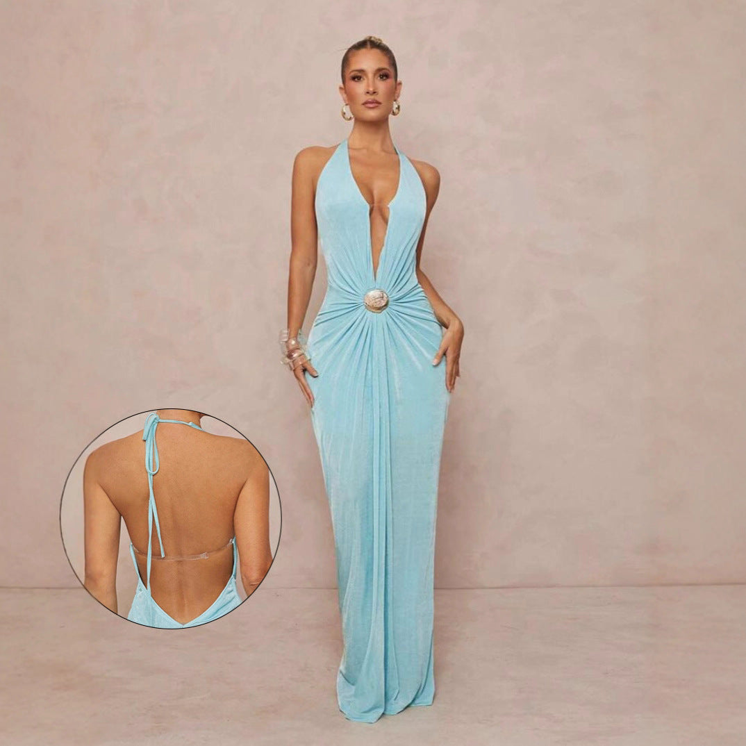 Open-Back Halter Dress
