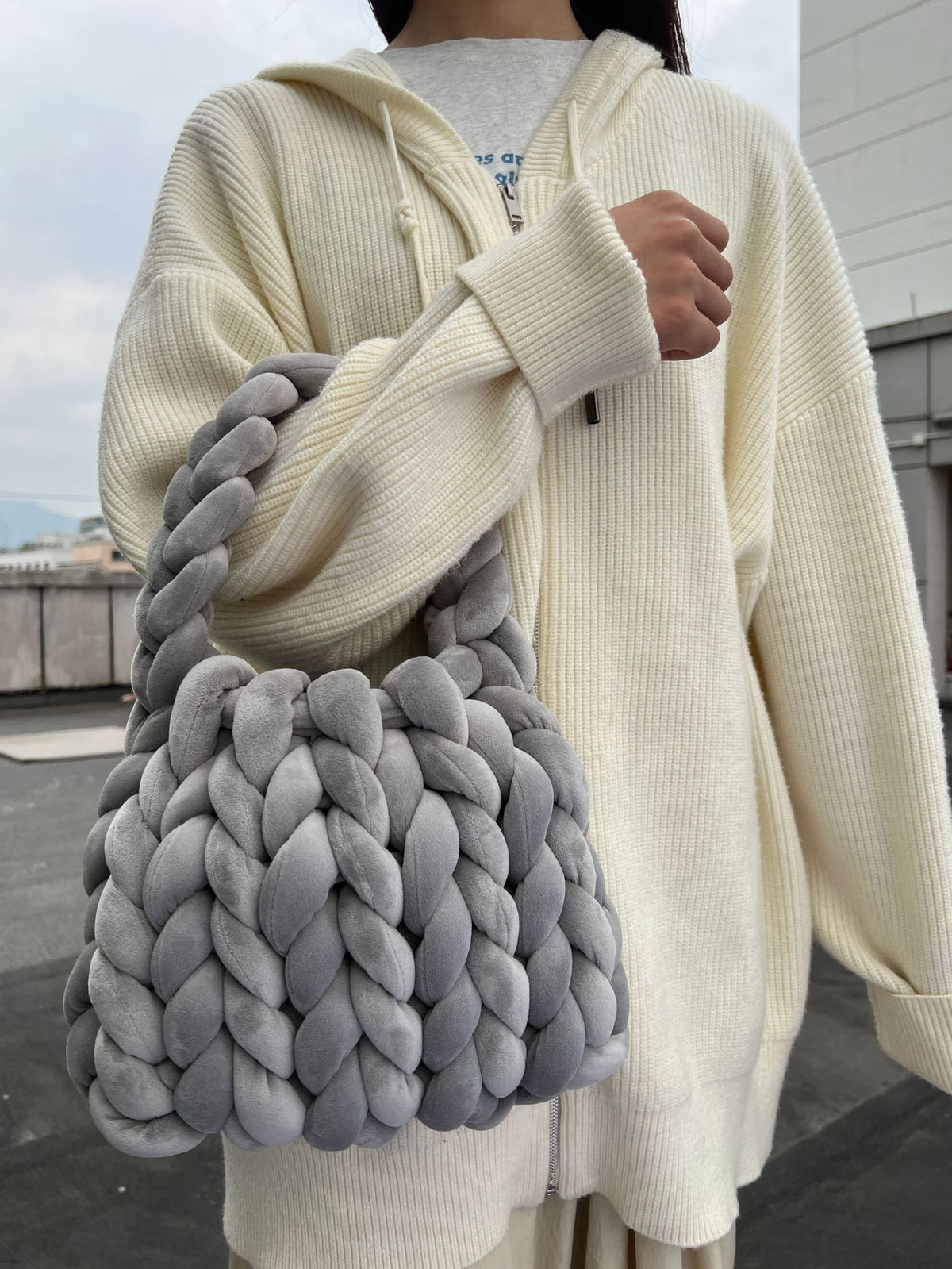 DIY hand woven crystal velvet core spun yarn woven hand-held mailman bag eprolo