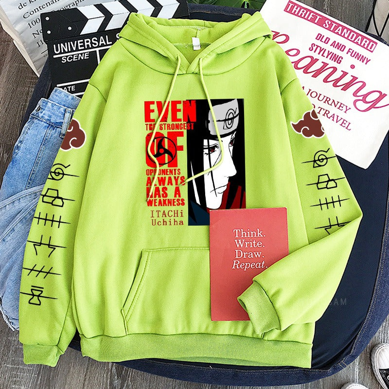 Naruto Itachi Writings Wheel Eye Anime Splice Plush Hoodie Cross border Hoodie Anime Hoodie eprolo