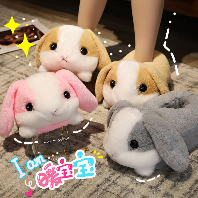 Sad Hamster Plush Slippers Home Soft Warm Furry Slides Women Cozy Indoor Floor Shoes eprolo
