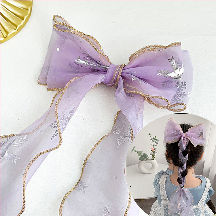 Children's Bow Ribbon Hairpin Girls Headwear Braided Hairband Super Fairy Cute Princess Baby Korean Hair Accessories Hairpin eprolo