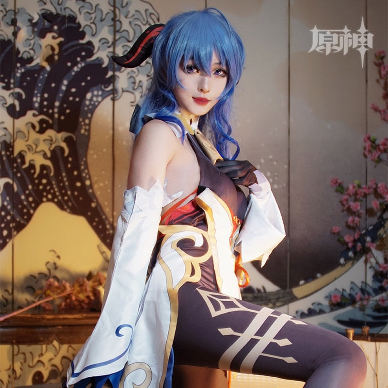 Hot Game Genshin Impact Cosplay Costumes Women Ganyu Wig Dress Full Set Halloween Party Uniform Costume Gan Yu Surprise Gift eprolo