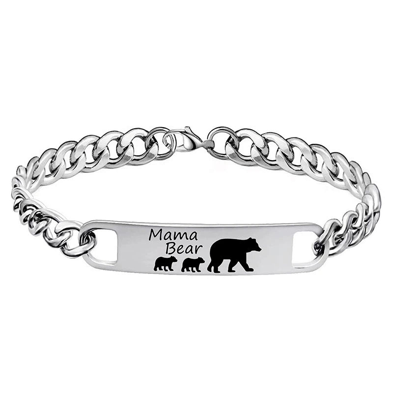 Customized 3-5 days Stainless steel Mama Bear Mother's Day gift engraved titanium steel bracelet eprolo
