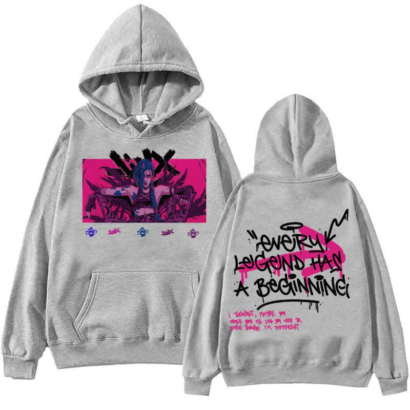 Hot Anime Arcane-Jinx Hoodie Harajuku Pullover Tops Man eprolo