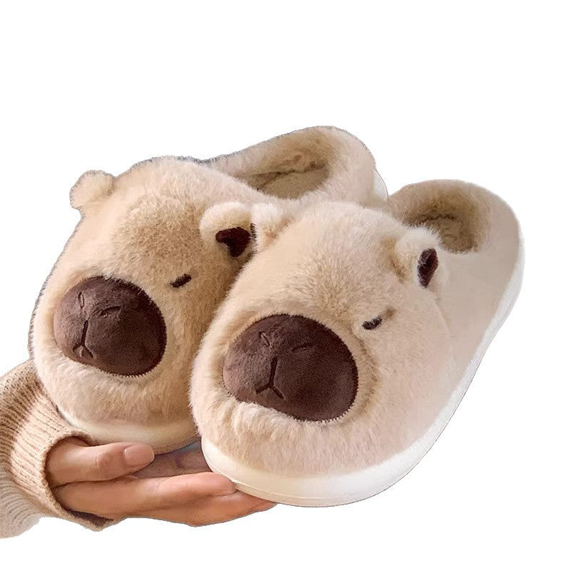 Capybara Cotton Slippers for Women Autumn Winter New Style Home Warm Lined Thick Sole Non-Slip Fuzzy Slippers for Men eprolo