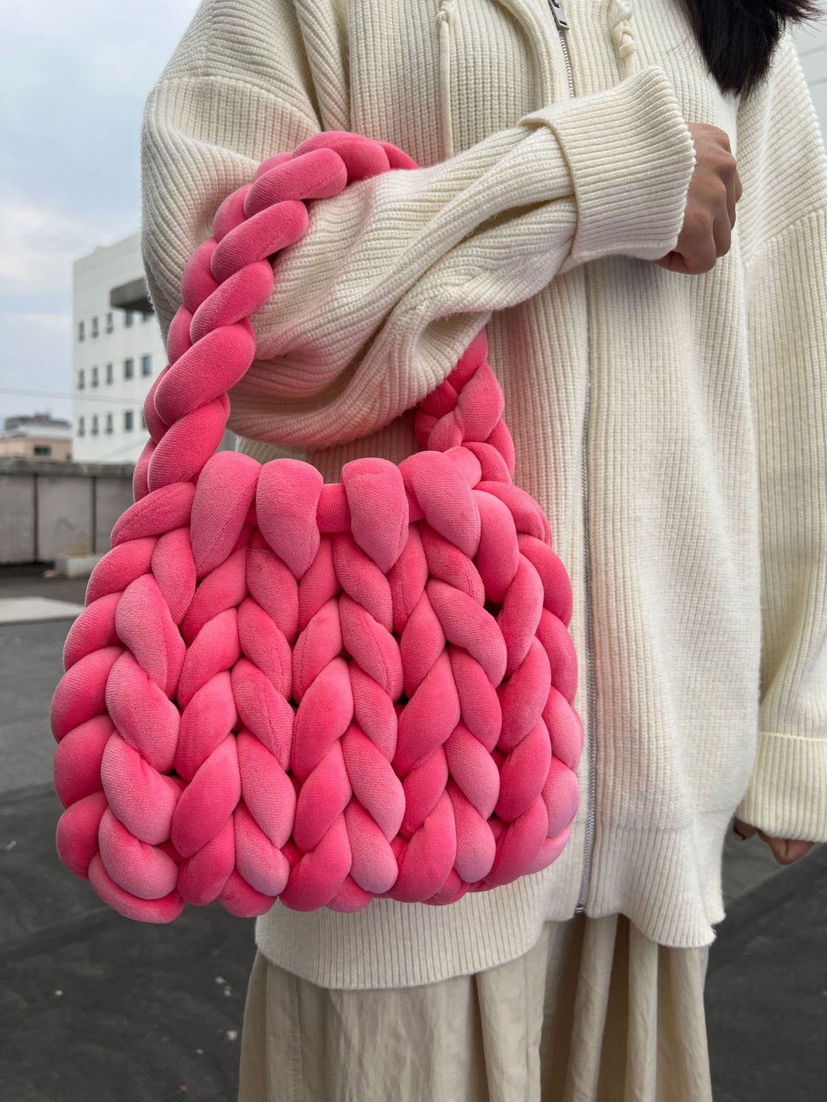 DIY hand woven crystal velvet core spun yarn woven hand-held mailman bag eprolo