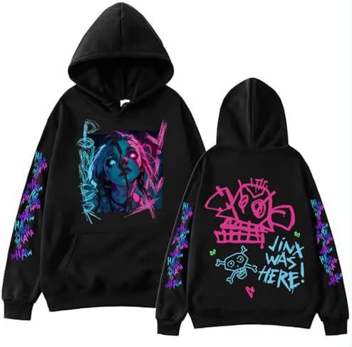 ElegancwCLOW Anime Arcane-Jinx Hoodie Harajuku Hip Hop eprolo