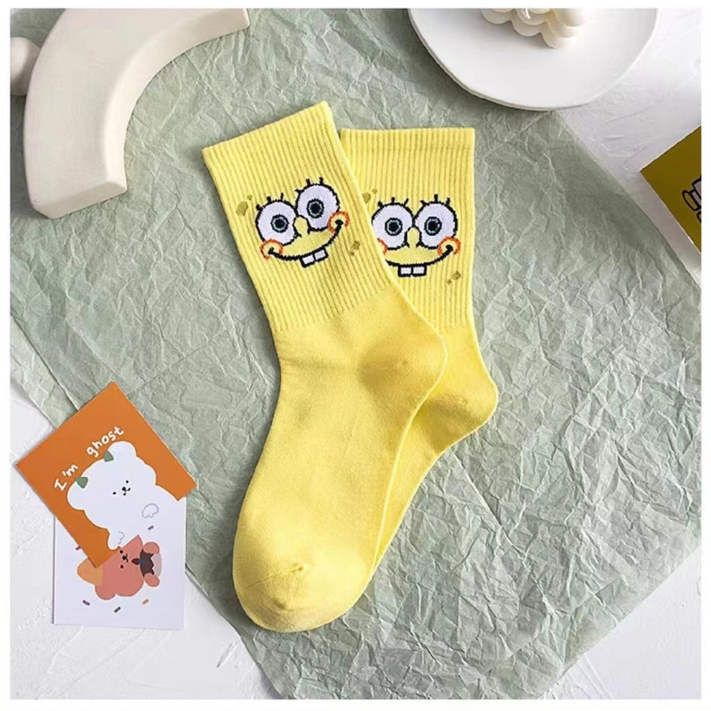 Colored cartoon long tube socks for autumn and winter SpongeBob SquarePants funny mid tube socks eprolo