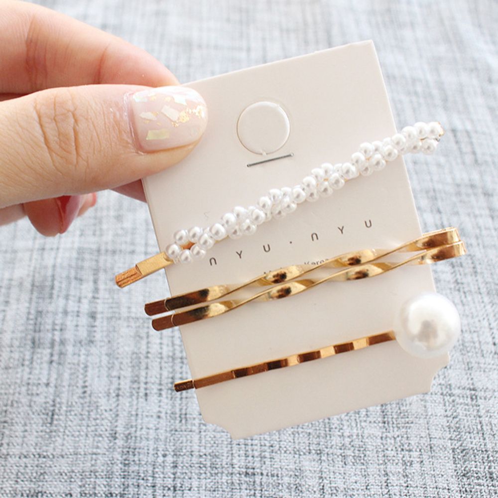 3Pcs/set Pearl Metal Gold Color Hair Clip Bobby Pin Barrette Hairband Hairpin Headdress for women girls Hair Accessories eprolo