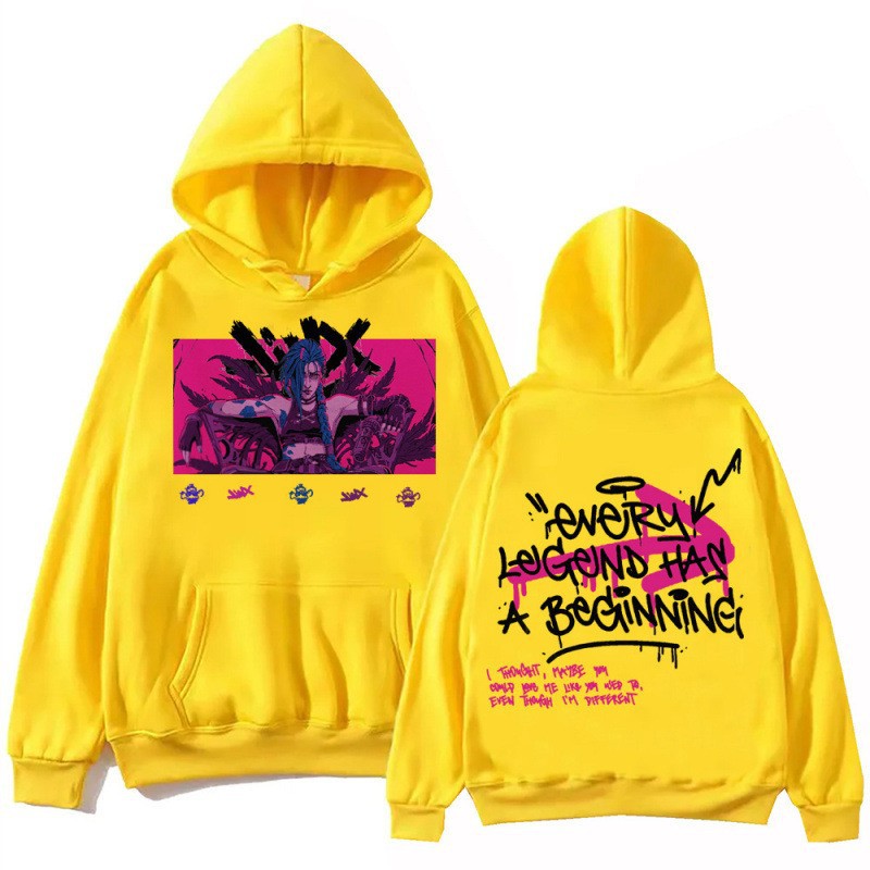 Hot Anime Arcane-Jinx Hoodie Harajuku Pullover Tops Man eprolo