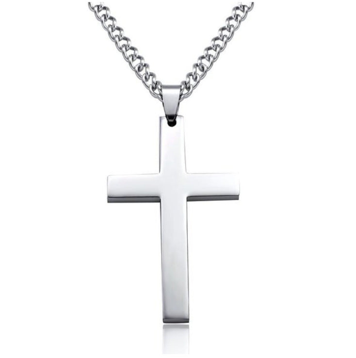 Simple Single Cross Necklace Pendant Jewelry Christian with Chain eprolo