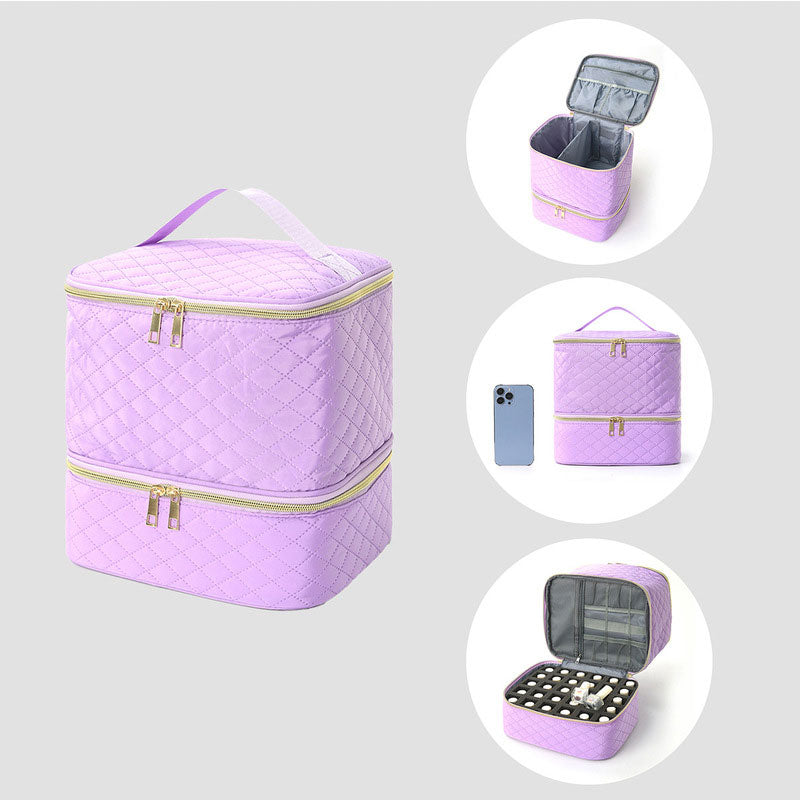 Portable 30-Compartment Nail Organizer Case with Polish & Oil Bags, All-in-One Manicure Tools & Cosmetic Storage Kit eprolo