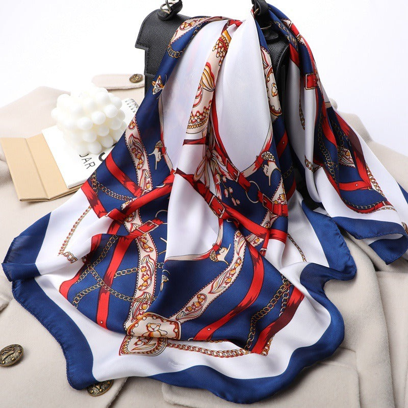 Square Scarf Women's Chain Silk Silk Touch Simulation Silk Scarf New Silk Satin Square Scarf eprolo