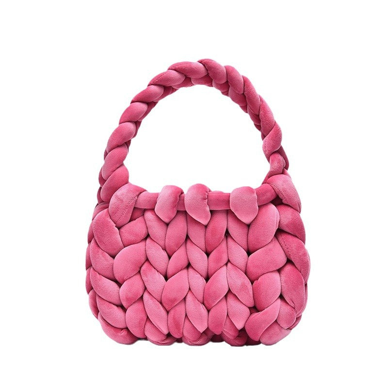 DIY hand woven crystal velvet core spun yarn woven hand-held mailman bag eprolo