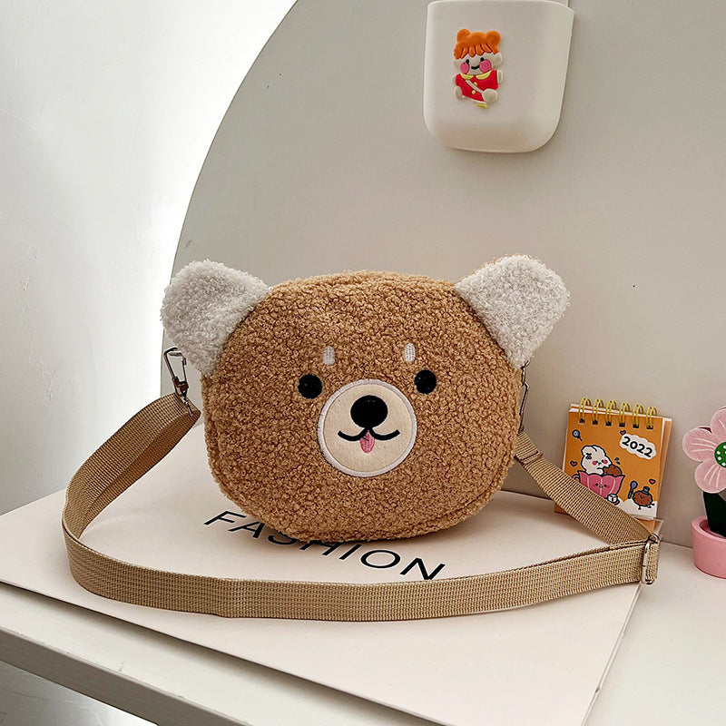 Cartoon plush small bag round embroidered teddy bear bag eprolo