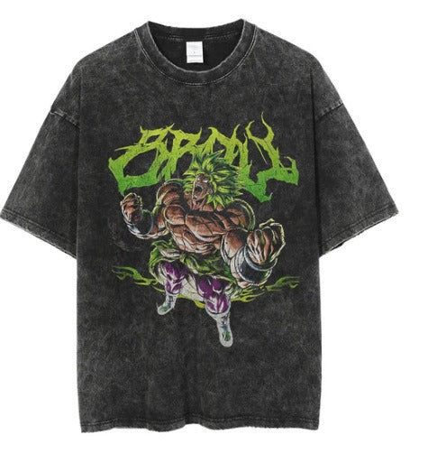 Men's Anime Cartoon Washed Old Men's Short sleeved T-shirt eprolo