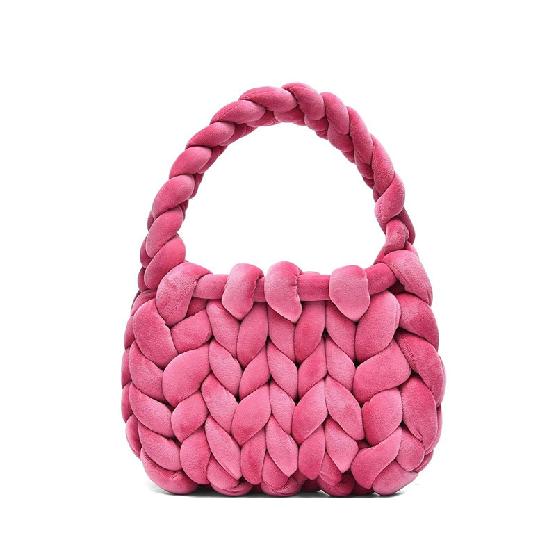 DIY hand woven crystal velvet core spun yarn woven hand-held mailman bag eprolo