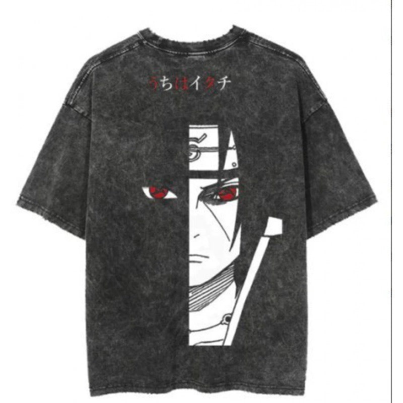 Men's Anime Cartoon Washed Old Men's Short sleeved T-shirt eprolo