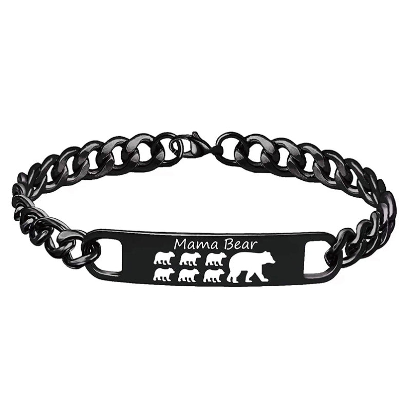 Customized 3-5 days Stainless steel Mama Bear Mother's Day gift engraved titanium steel bracelet eprolo
