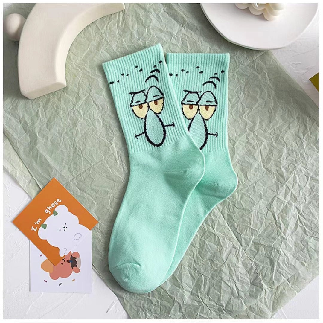 Colored cartoon long tube socks for autumn and winter SpongeBob SquarePants funny mid tube socks eprolo