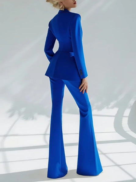 Sapphire Blue Suede Suit