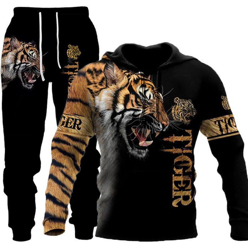 3D Lion & Tiger Hoodie Set