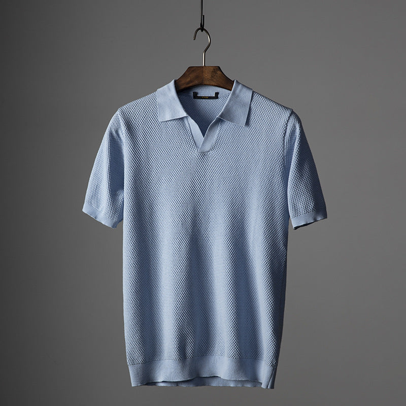 Men's Premium Cotton V-Neck Knit Polo