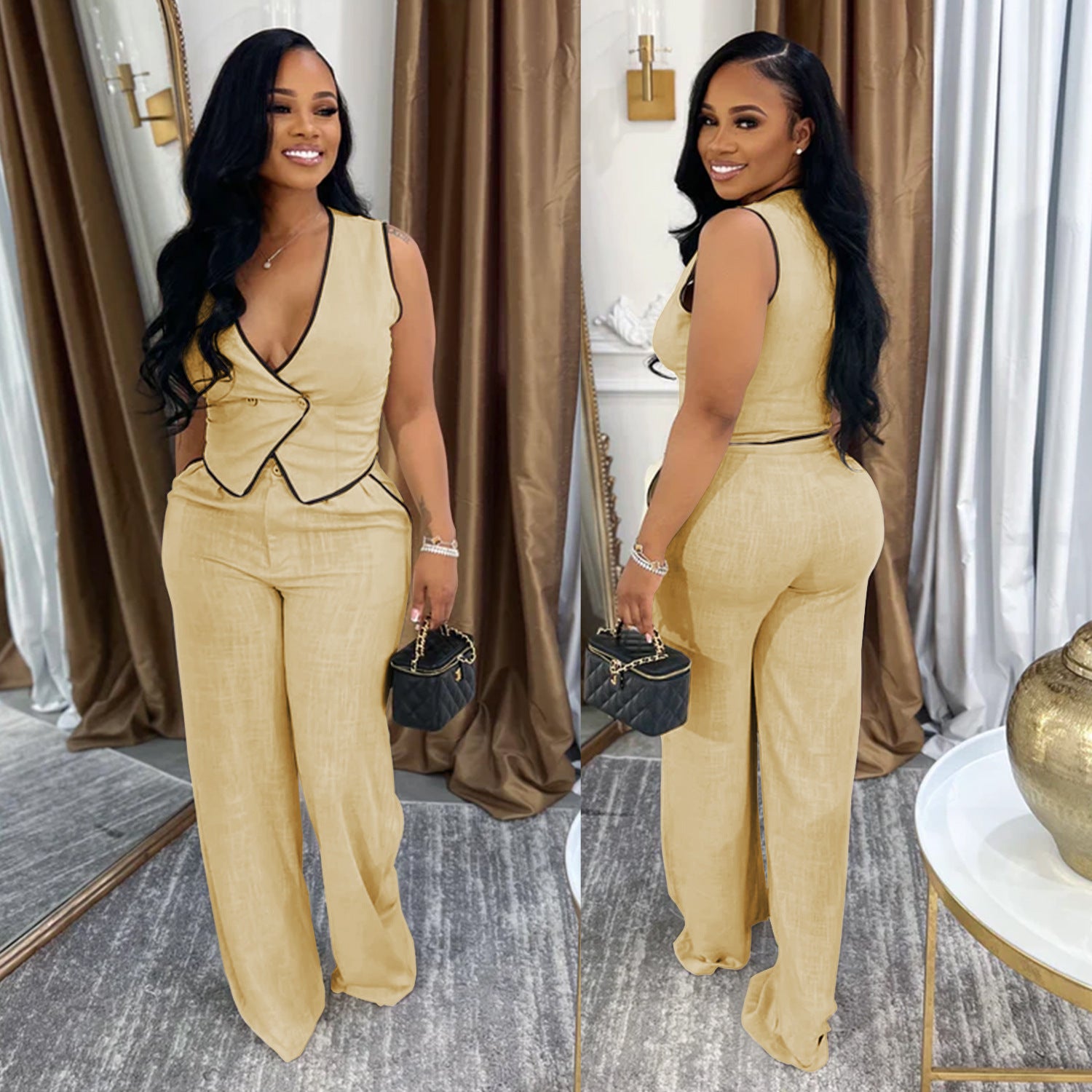 V-Neck 2-Piece Waist coat Suit