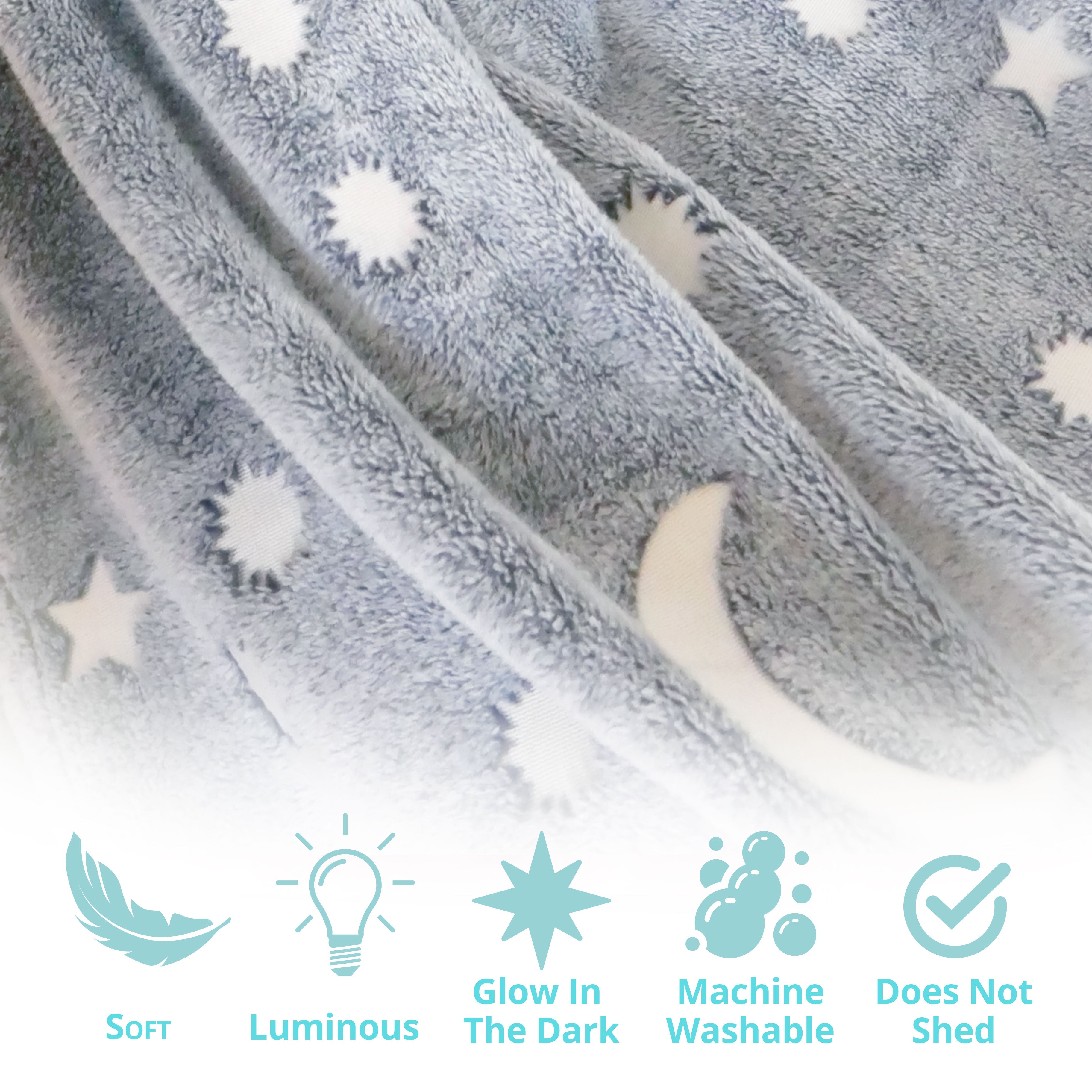 Glow in the Dark Blanket & Pillow Set-Gray & Blue Plum Aion