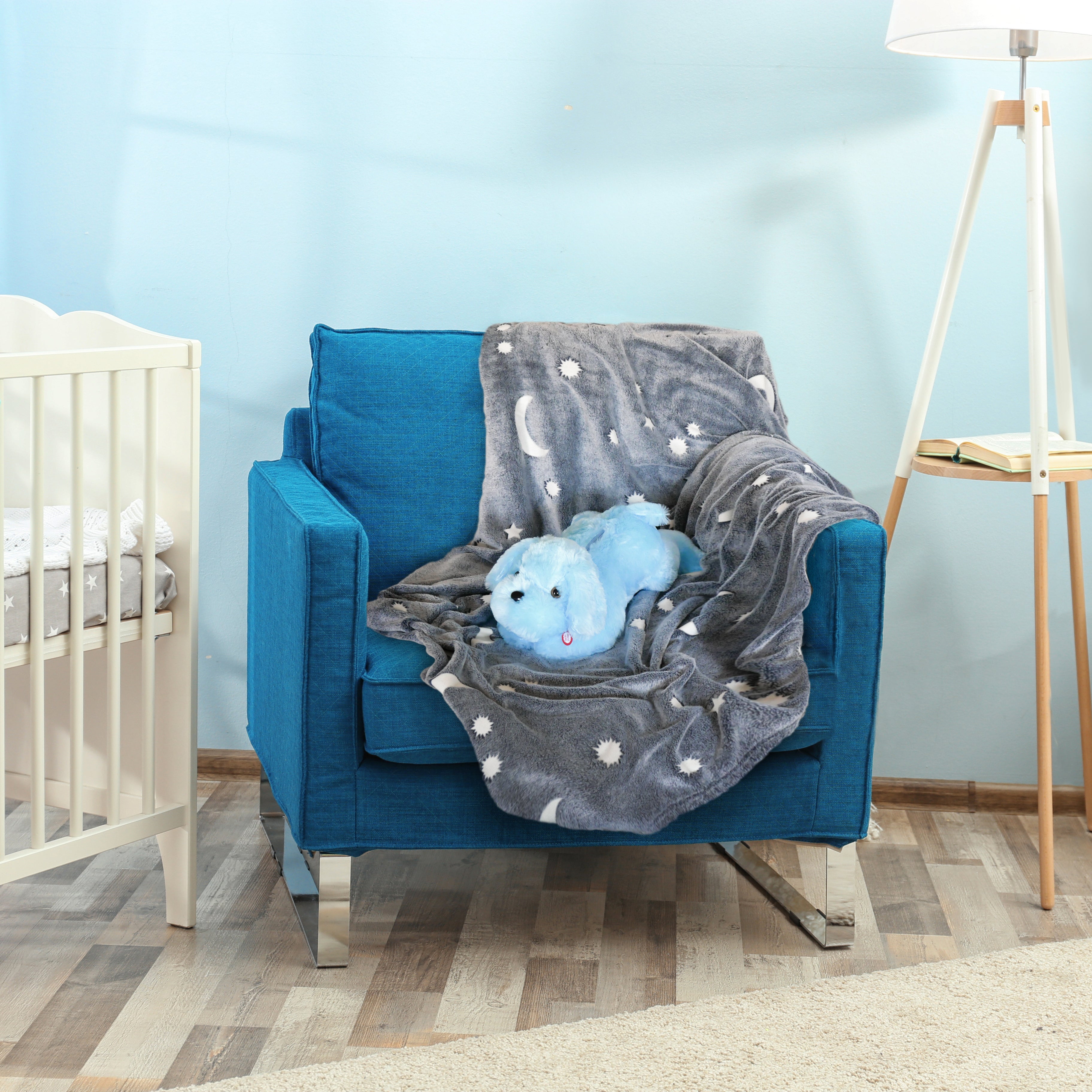 Glow in the Dark Blanket & Pillow Set-Gray & Blue Plum Aion