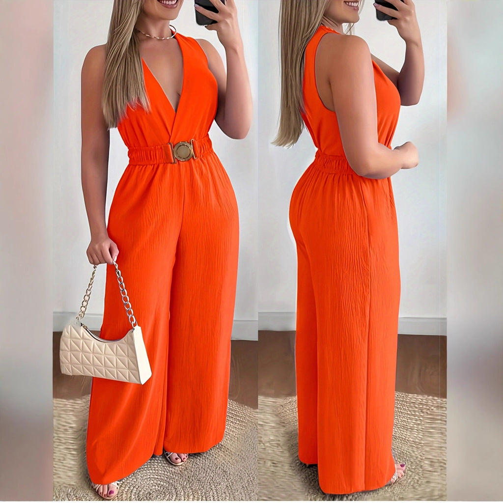 Jumpsuit Buckle Waist Pants
