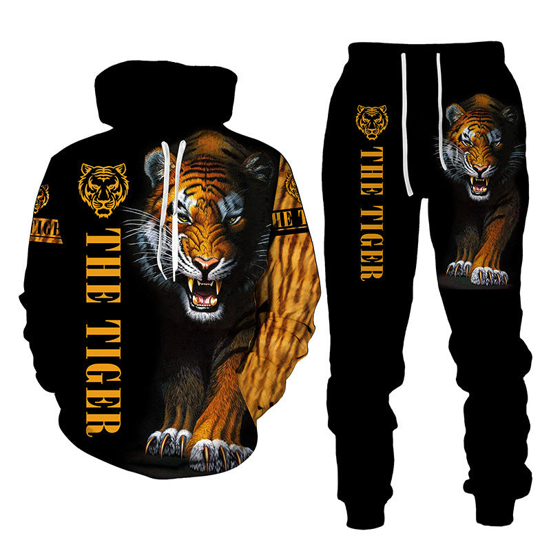 3D Lion & Tiger Hoodie Set